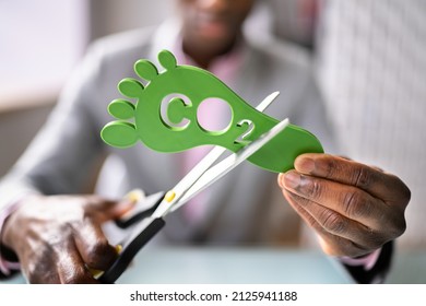 Carbon Dioxide Footprint Sign. Co2 Reduction. Green Environment