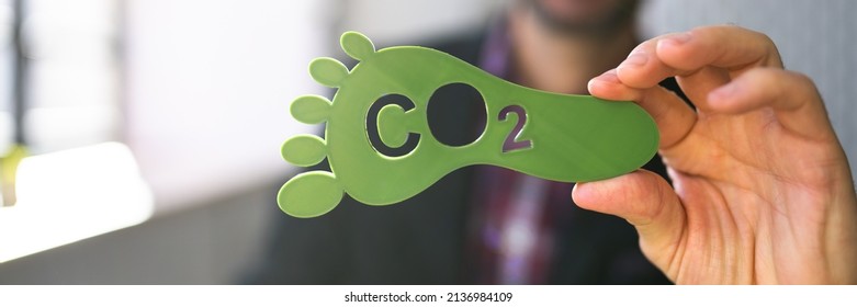 Carbon Dioxide Footprint Sign. Co2 Reduction. Green Environment