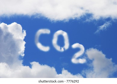 Carbon Dioxide Symbol In Blue Sky And Cloud