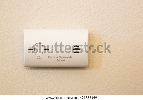 Carbon Monoxide\
Alarm Attached to Wall in\
House.