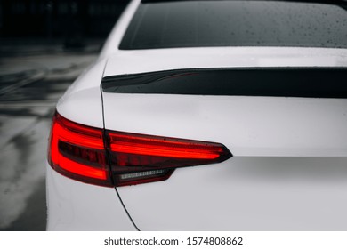 Carbon spoiler on the trunk of modern car