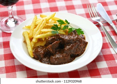 Carbonade Flamande With Frites , Flemish Beef Stew, Belgian Cuisine