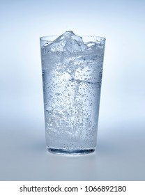 Carbonated Water With Ice In The Clear Transparent Glass