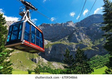 Car-cable. Picos de Europa mountains, Cantabria (Spain). - Shutterstock ID 670934866