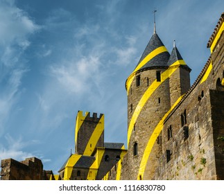 Carcassonne, France - June 14th, 2018: Carcassonne, a hilltop town in southern France is an UNESCO World Heritage Site famous for its medieval citadel