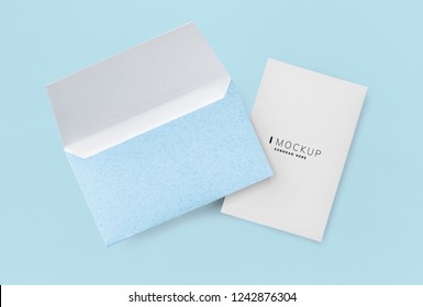 Card With Blue Envelope Mockup