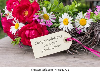 Card on passing examination with summer flowers / Congratulations on your Graduation / Graduation