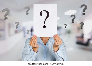 Card With A Question Mark On The Human Face