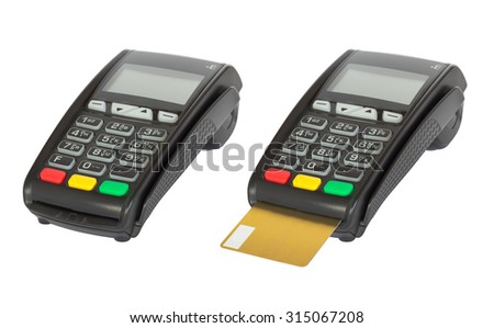 Card reader machine on white background