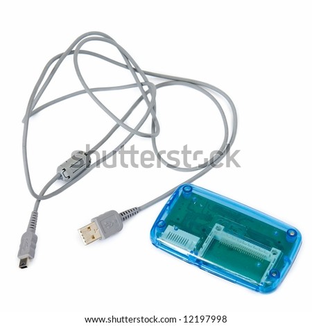 Card Reader and usb cable on a white background