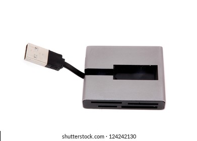card reader for various types of memory cards isolated on white background