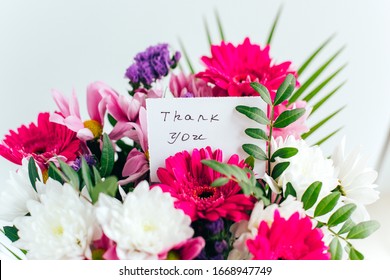 Card Thank You In A Bright Beautiful Bouquet Of Flowers 