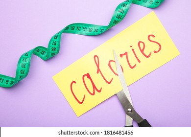 Card With The Word Calories. Cutting Calories. Cutting Calories. Top View