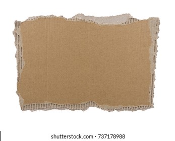 Cardboard Background. Corrugated Cardboard Torn Edge. Piece Of Paper Isolated On White