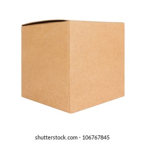 Cardboard Box Front Side With Isolated On White