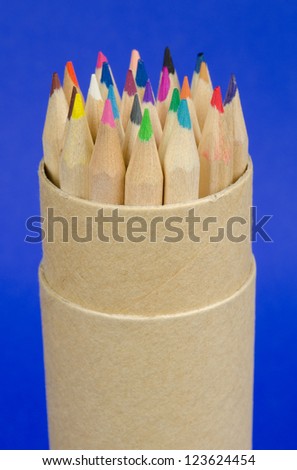 cardboard box with pencils, vertical