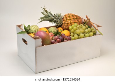 Cardboard Box With Varied Fruit Inside