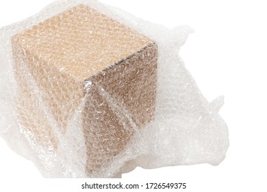 Cardboard Box Wrapped In Bubble Wrap