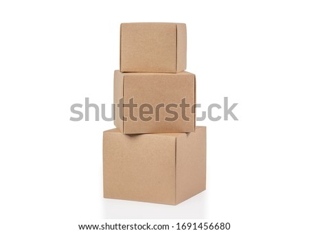Cardboard boxes stacked  package stack, Cardboard closed  blank paper pack. Square design template.Online package transportation concept