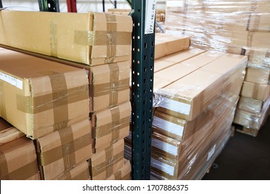 Cardboard boxes in the warehouse prepared for shipping