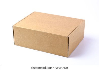 Cardboard brown box or Kraft package box isolated on a white background