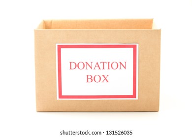 Cardboard Donation Box On White Background Stock Photo 131526035