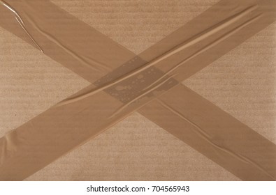 Cardboard With Duct, Repair Tape Background And Texture