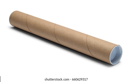 Cardboard Mailing Tube Isolated On White Background.