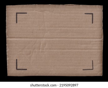 Cardboard Paper Background With Black Photo Corners Frame And Copy Space. Design Element.