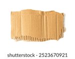 Cardboard Pieces Textured Background, Carton Piece with Copy Space, Ripped Kraft Paper Wallpaper, Brown Wrapping Vintage Paper Isolated Top View