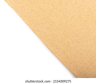 Cardboard Pieces Textured Background. Carton Piece With Copy Space, Ripped Kraft Paper Wallpaper, Brown Wrapping Vintage Paper Top View