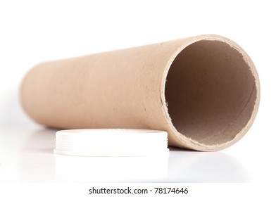 Cardboard Postage Tube Isolated On White.