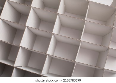 Cardboard Separators Top View, Fluted Paper Cardboard Dividers For Fragile Products, Box With Cubical Shapes