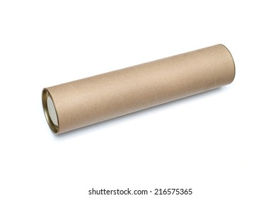 Cardboard Tube Isolated On White Background