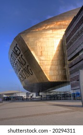 Cardiff Bay Millenium  Centre With Its Copper Roof In Roald Dahl Plas