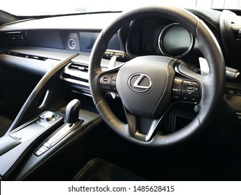 Cardiff, UK: August 19, 2019: Lexus LC 500 Hybrid Car Dashboard. Lexus Is The Luxury Vehicle Division Of Japanese Automaker Toyota.
