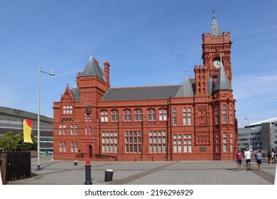 Cardiff, United Kingdom - 11.08.2022: The Pierhead Of Cardiff, A Grade One Listed Building, Originally Built As Offices For The Bute Docks Company