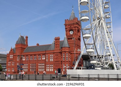 Cardiff, United Kingdom - 11.08.2022: The Pierhead Of Cardiff, A Grade One Listed Building, Originally Built As Offices For The Bute Docks Company