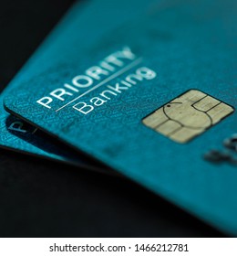 Cardiff, United Kingdom, July 2019 - Priority Banking Credit Cards.