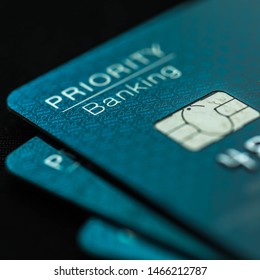 Cardiff, United Kingdom, July 2019 - Priority Banking Credit Cards.