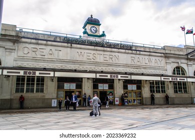 CARDIFF, WALES - 7 August 2021: Cardiff Central Railway Station