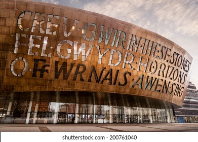 CARDIFF, WALES - MARCH 05: Wales Millennium Centre Cardiff opened in 2004.  March 05, 2013.  Designed by architects, Percy Thomas.