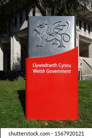 CARDIFF, WALES - OCTOBER 6, 2019: Welsh Government Sign In Cardiff, Wales