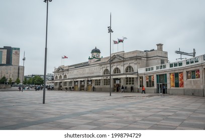 Cardiff, Wales, UK - 6.20.2021: Cardiff Central Railway Station