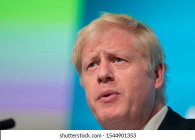 Cardiff, Wales, UK. July 6th 2019. Boris Johnson speaks during the Wales hustings of the Conservative party leadership election at the All Nations Centre.