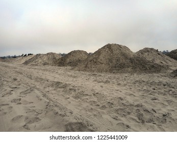 CARDIFF-BY-THE-SEA, CALIFORNIA/UNITED STATES - NOVEMBER 4, 2018: Man-made dunes at created for Living Shoreline Project in an attempt to improve habitat and protect against coastal flooding.