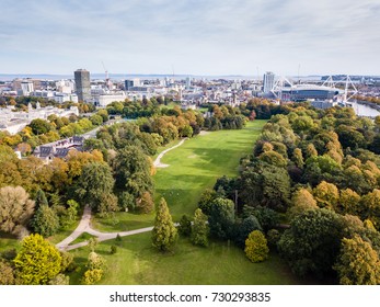Cardiff's Bute Park in the autumn viewed from the air