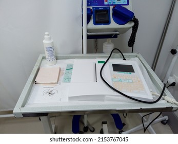 Cardiograph in medical office. Special equipment in clinic. Electrocardiogram. ECG in clinic. Marmaris, Turkey - September 6, 2021