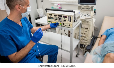 Cardiologist Use Tubes For Radiofrequency Catheter Ablation.