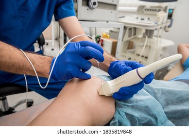 Cardiologist use tubes and ultrasound for radiofrequency catheter ablation.